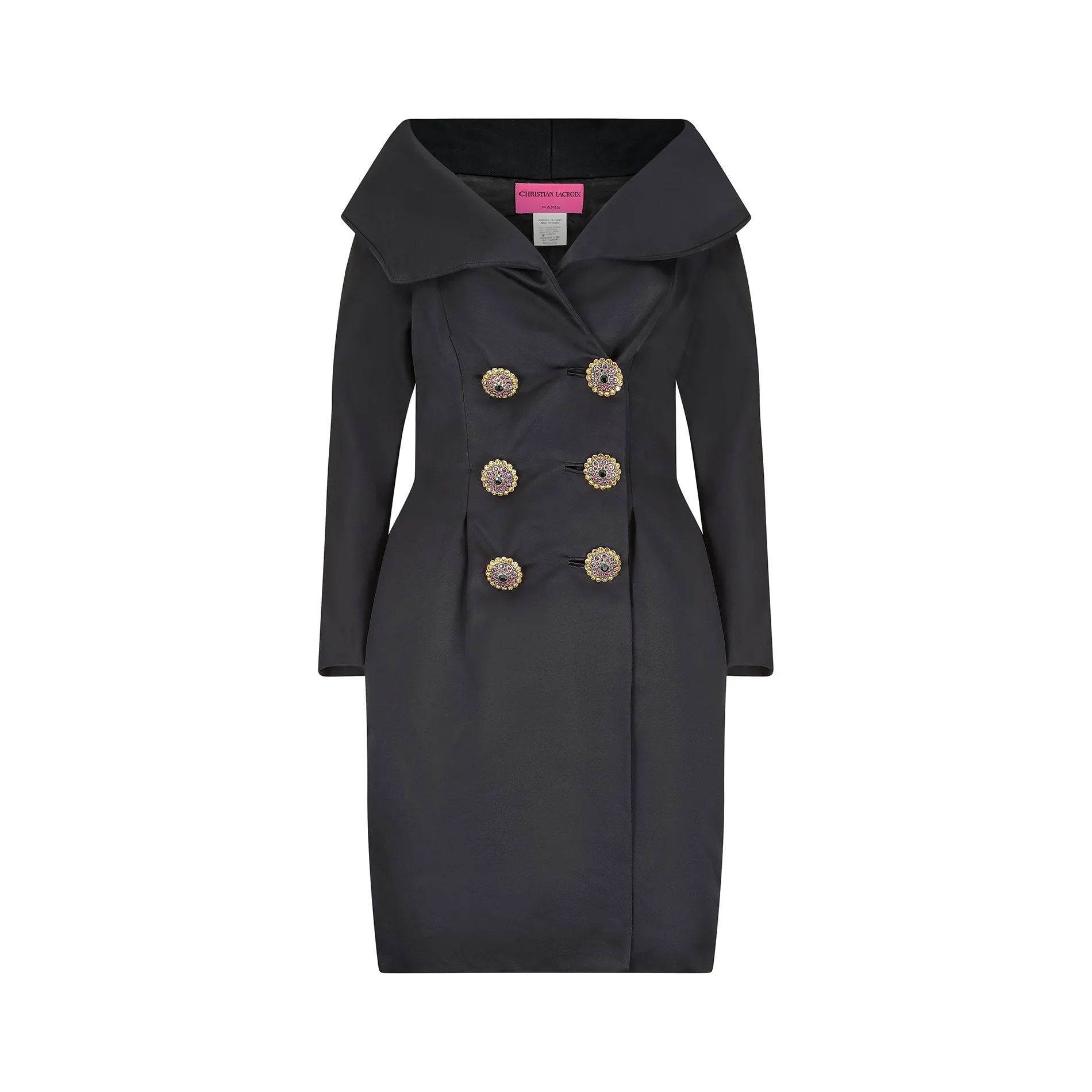 1991 Christian Lacroix Black Dress Jacket with Crystal Buttons