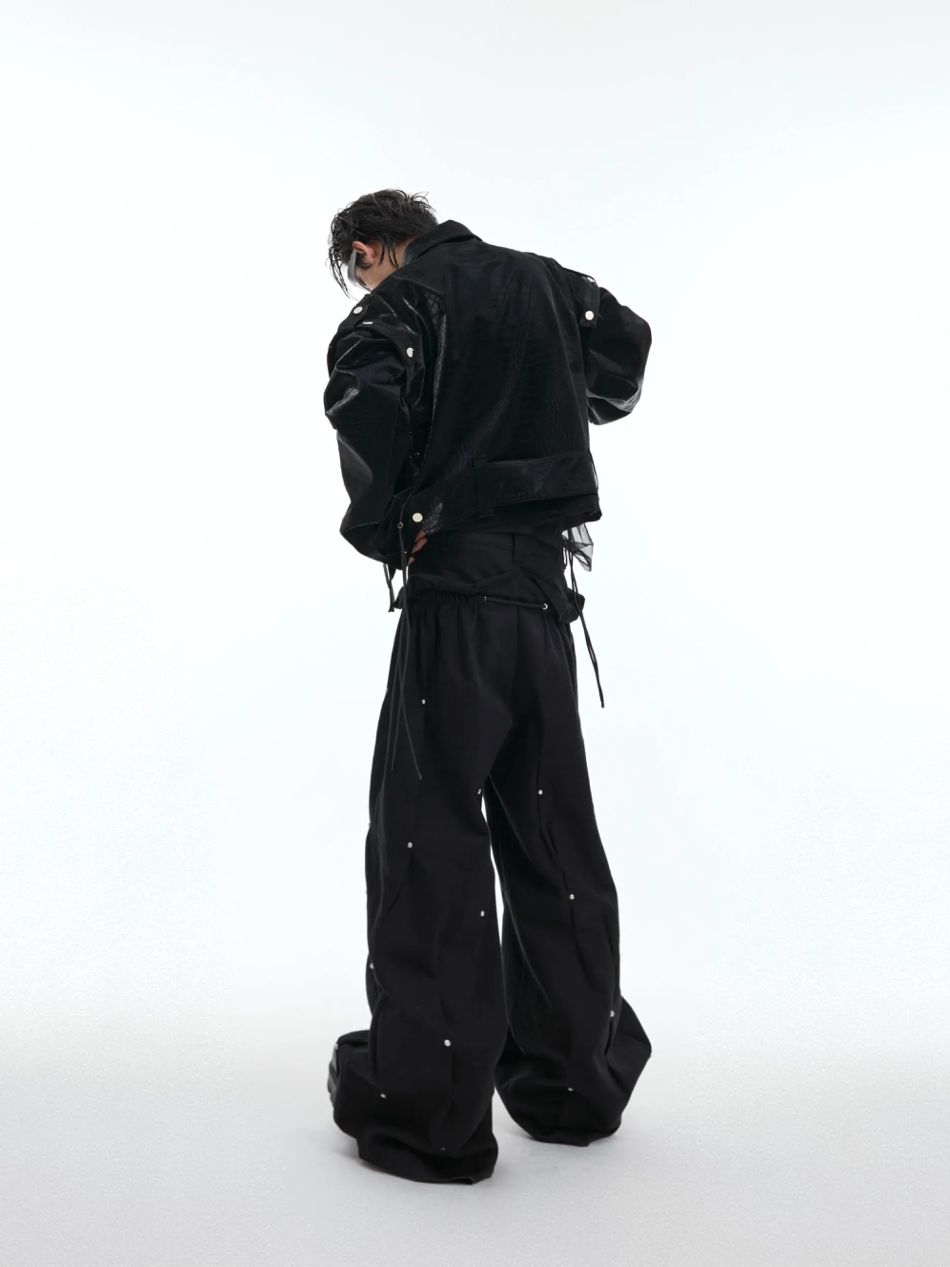 【24s Sep.】Shiny Croc-Print PU Leather Jacket