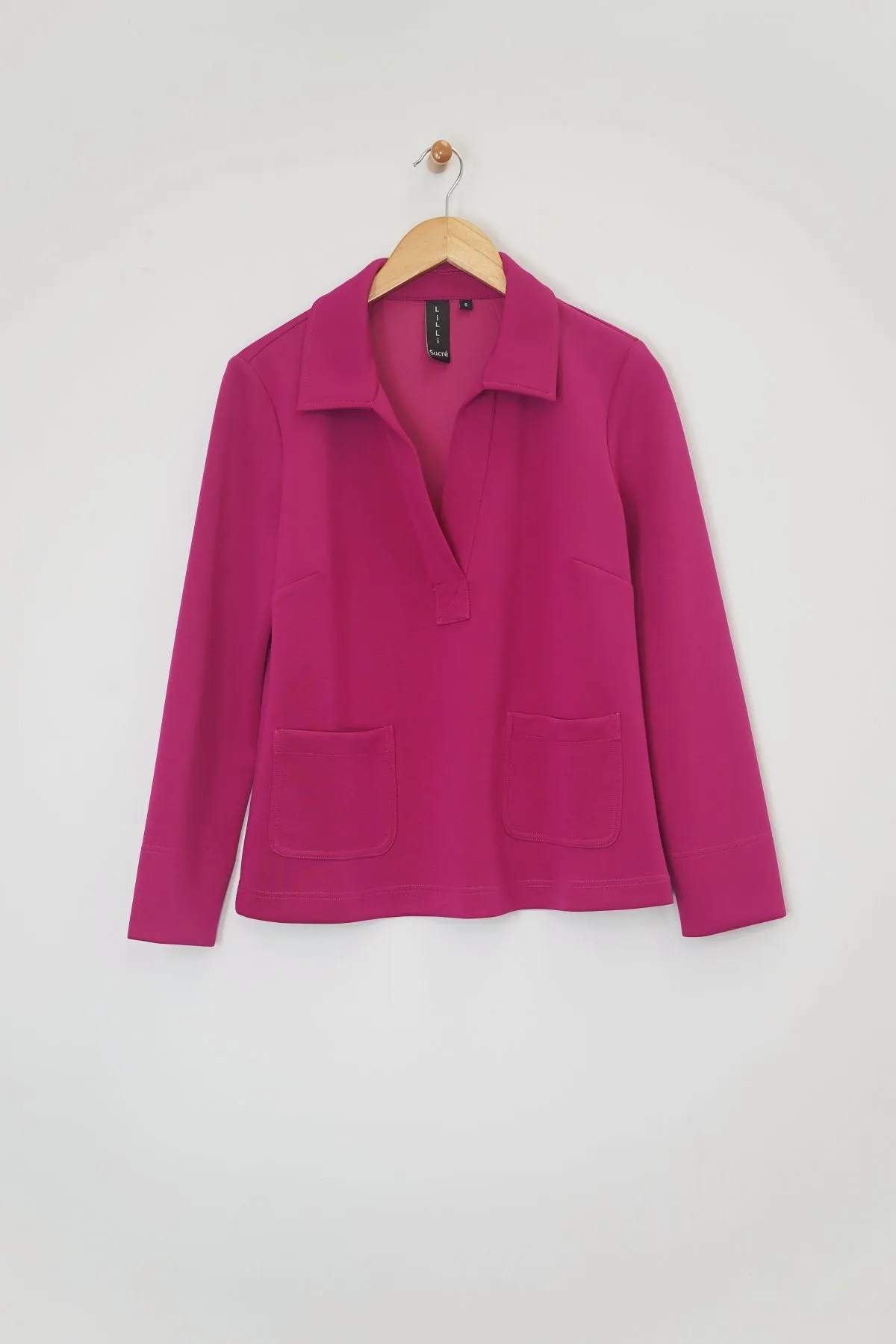 25" Long Sleeve Scuba Crop Polo