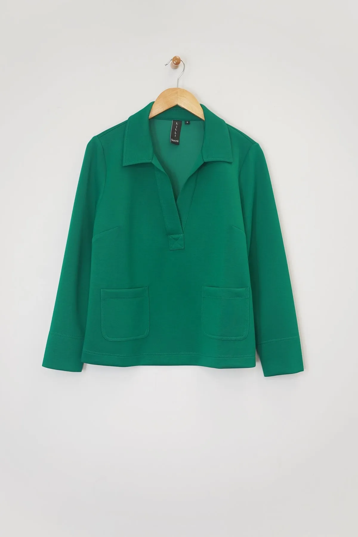 25" Long Sleeve Scuba Crop Polo