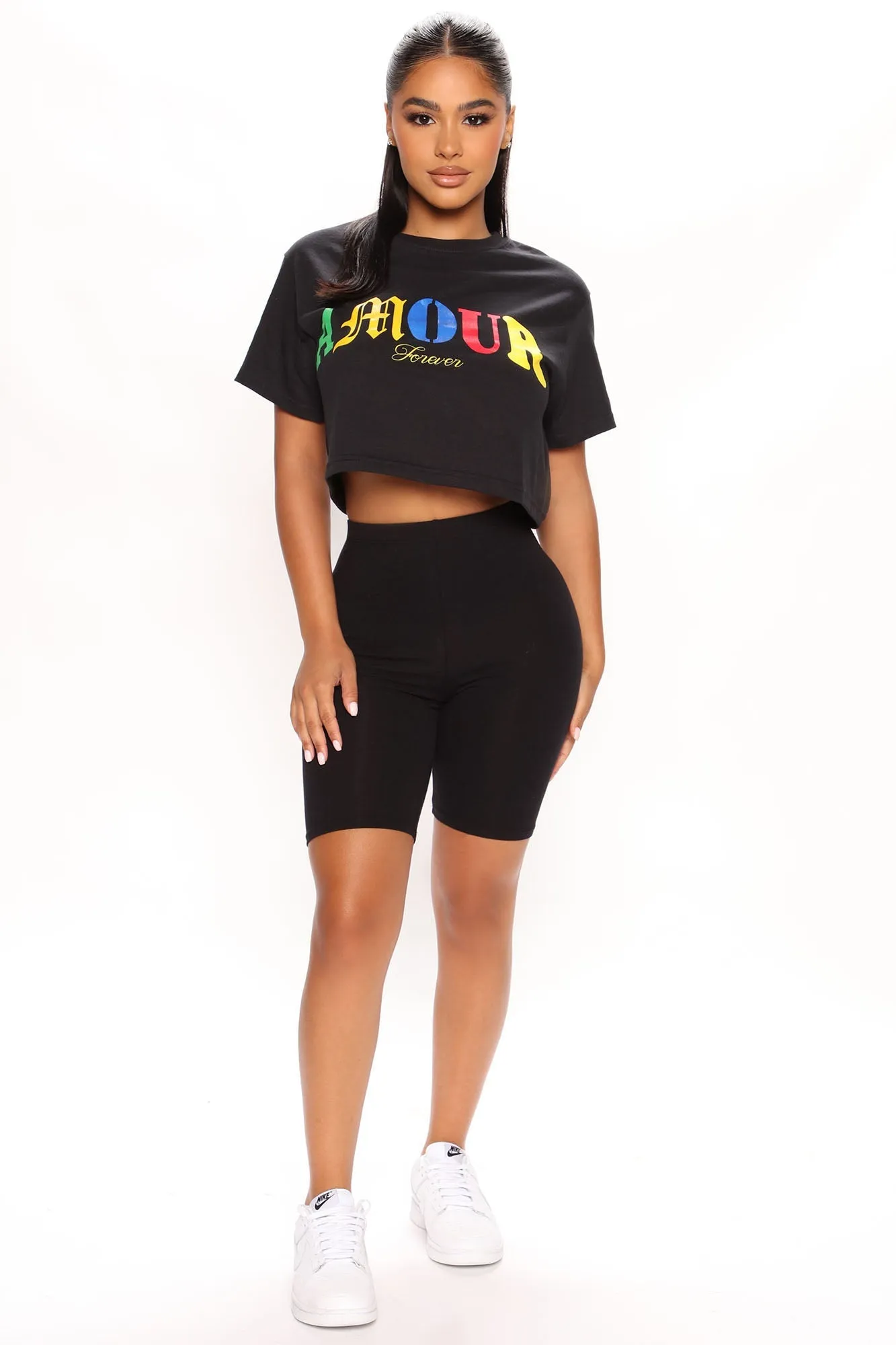 Amour Forever Cropped Tee - Black