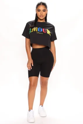 Amour Forever Cropped Tee - Black