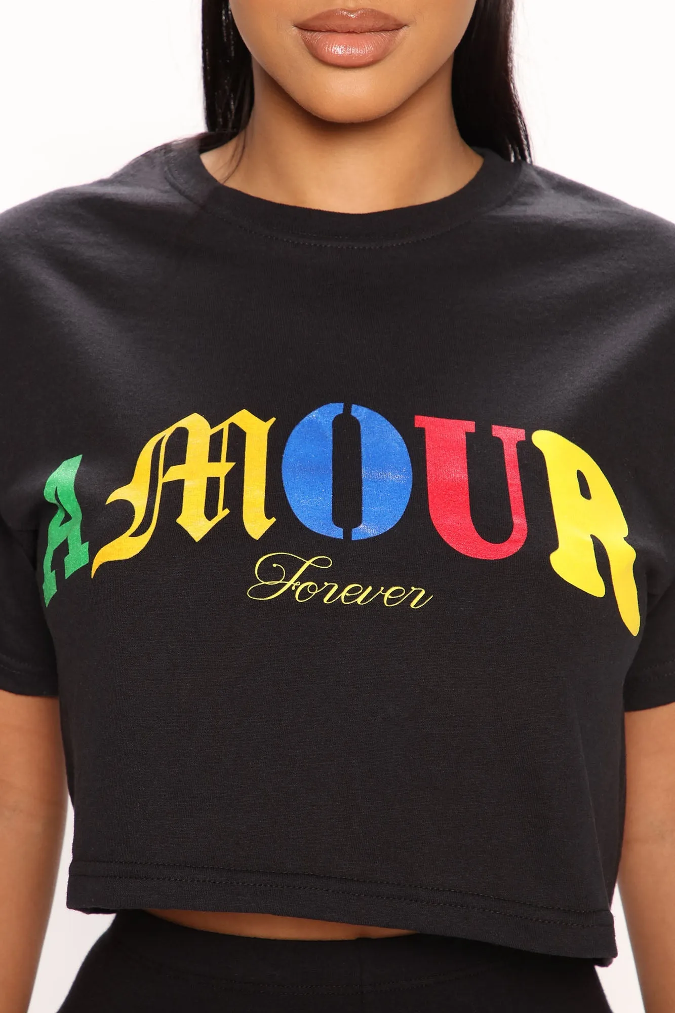 Amour Forever Cropped Tee - Black