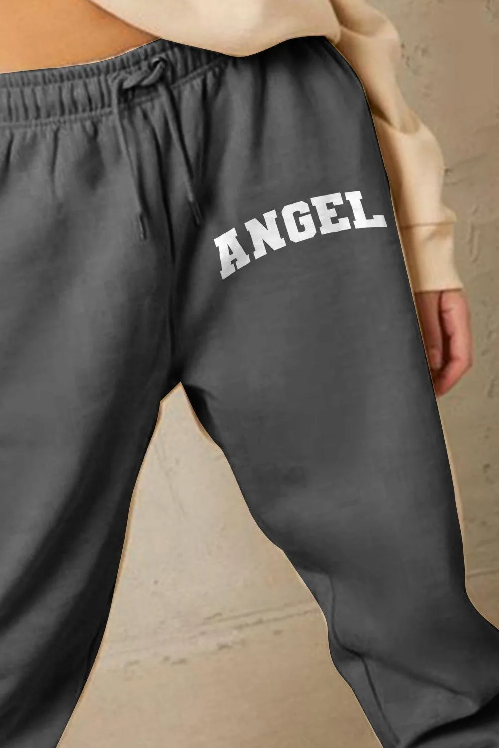 Angel Graphic Elastic Waist Tapered Leg Sweatpants