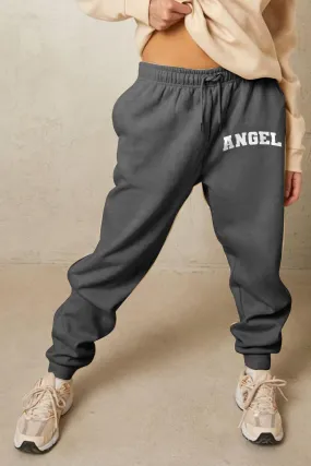 Angel Graphic Elastic Waist Tapered Leg Sweatpants