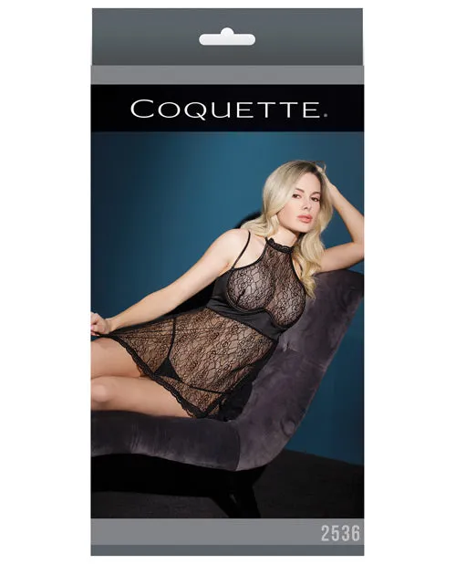 Bold Halter Style Babydoll W-removable Straps & Underwire Cups Black Md