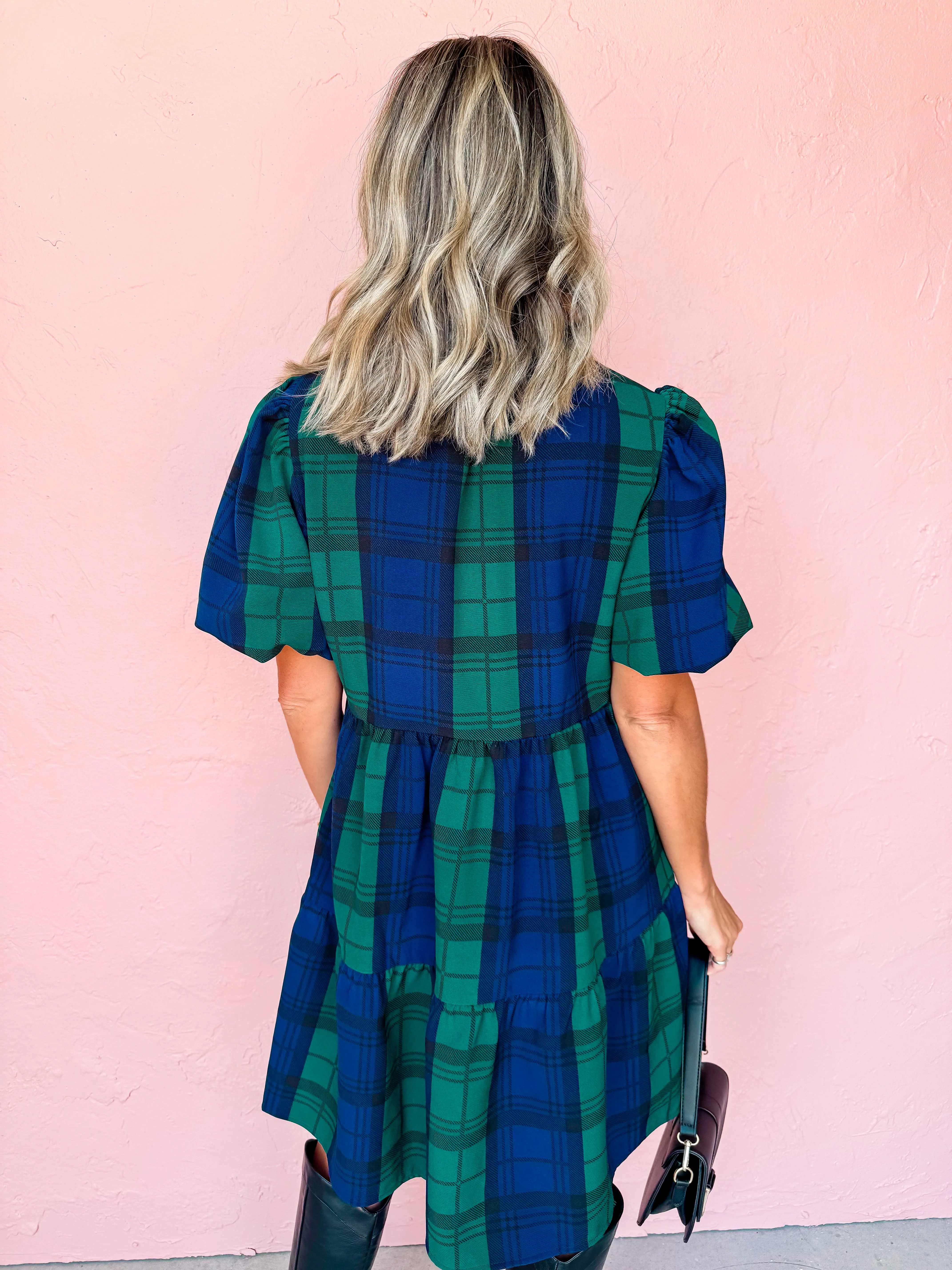 Calling For You Plaid Babydoll Dress