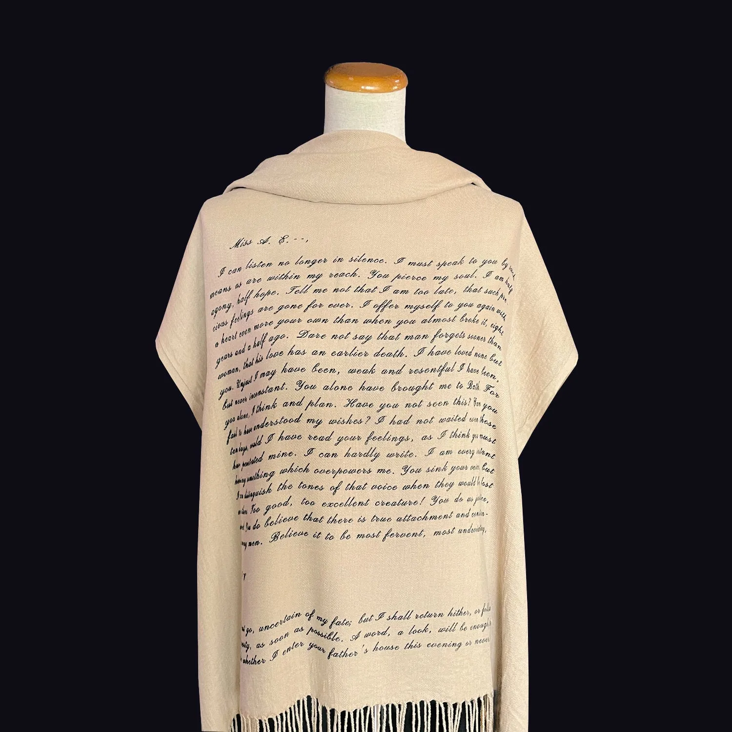 Captain Wentworth's letter to Anne Elliot from Persuasion by Jane Austen Shawl Scarf Wrap. Love letter, Book scarf, Jane Austen Gift.