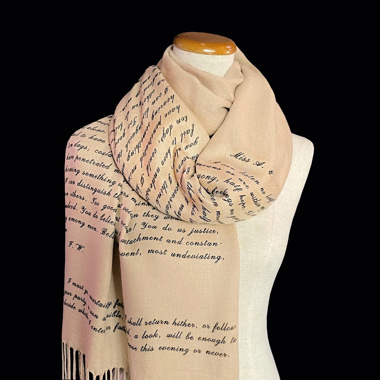 Captain Wentworth's letter to Anne Elliot from Persuasion by Jane Austen Shawl Scarf Wrap. Love letter, Book scarf, Jane Austen Gift.