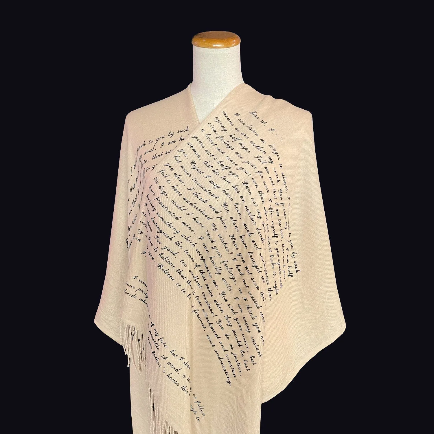 Captain Wentworth's letter to Anne Elliot from Persuasion by Jane Austen Shawl Scarf Wrap. Love letter, Book scarf, Jane Austen Gift.
