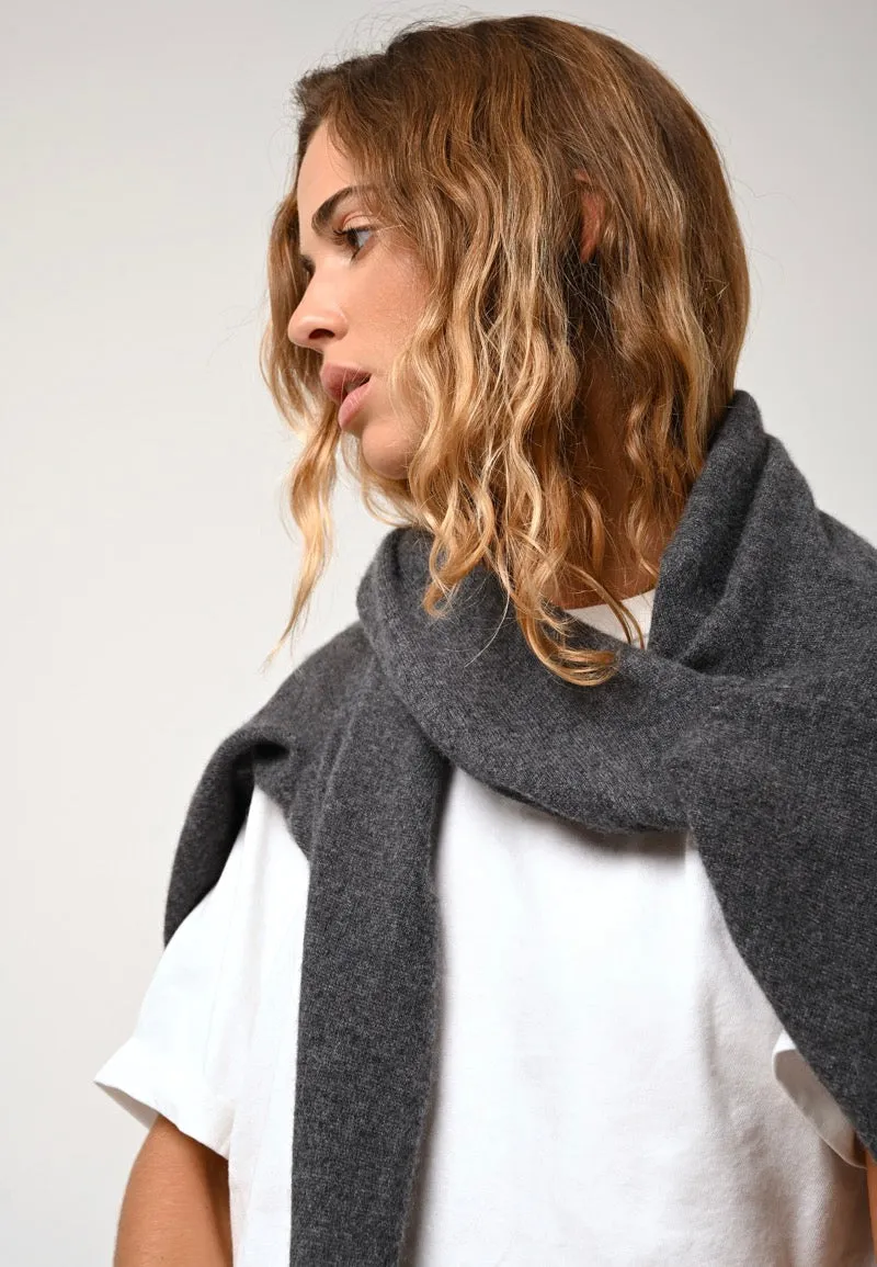 Cardigan Col V Cimet - Anthracite Chiné - 100% Cachemire 2 Fils - Femme