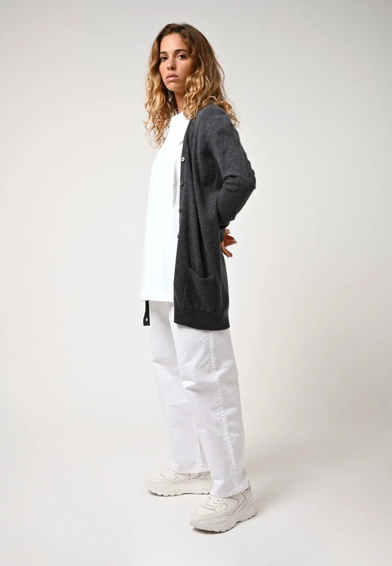 Cardigan Col V Cimet - Anthracite Chiné - 100% Cachemire 2 Fils - Femme