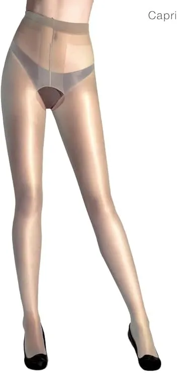 Cecilia de Rafael Crotchless Vidrio A Glossy Shiny Pantyhose Open Gusset Tights 15D
