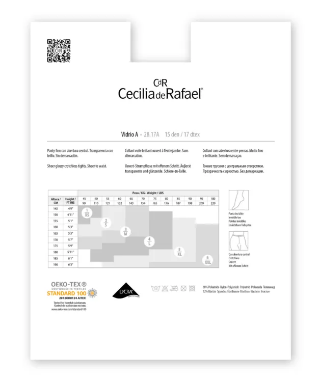 Cecilia de Rafael Crotchless Vidrio A Glossy Shiny Pantyhose Open Gusset Tights 15D