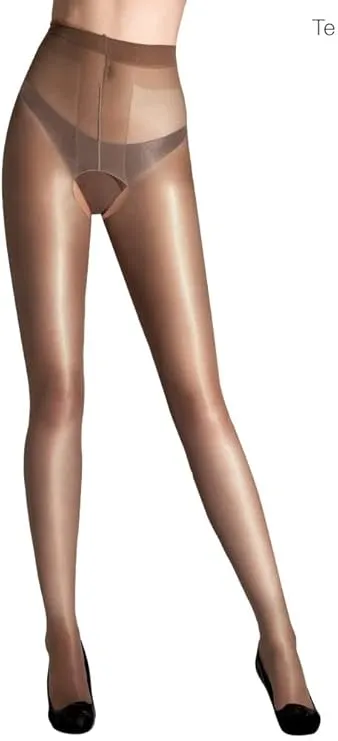 Cecilia de Rafael Crotchless Vidrio A Glossy Shiny Pantyhose Open Gusset Tights 15D