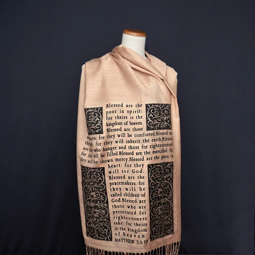 Christian Bible Verse Scarf (Psalm 23 and The Beatitudes )