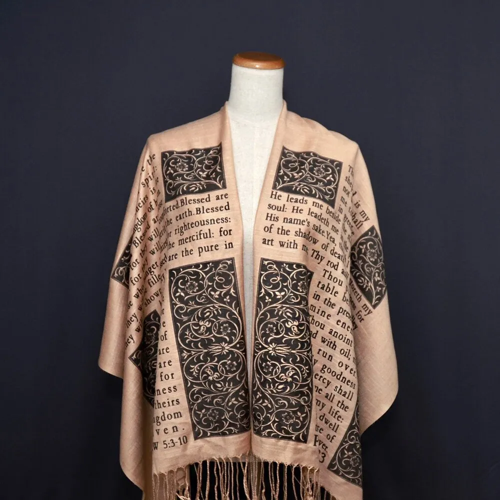 Christian Bible Verse Scarf (Psalm 23 and The Beatitudes )