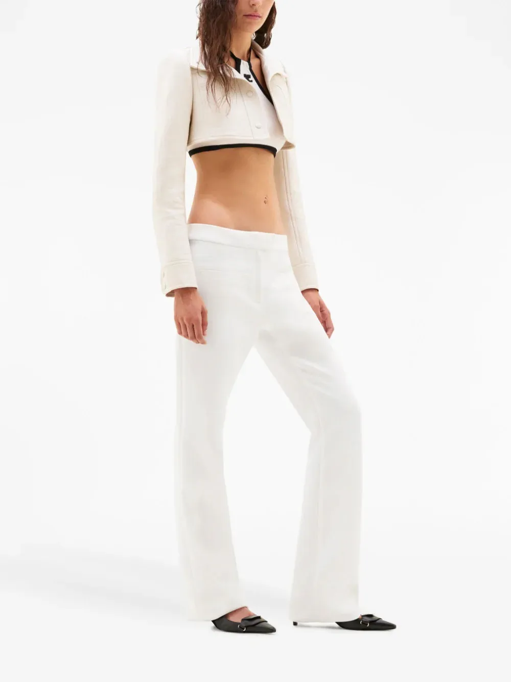 COURRÉGES WOMEN Vinyl Iconic Cropped Jacket Off-White