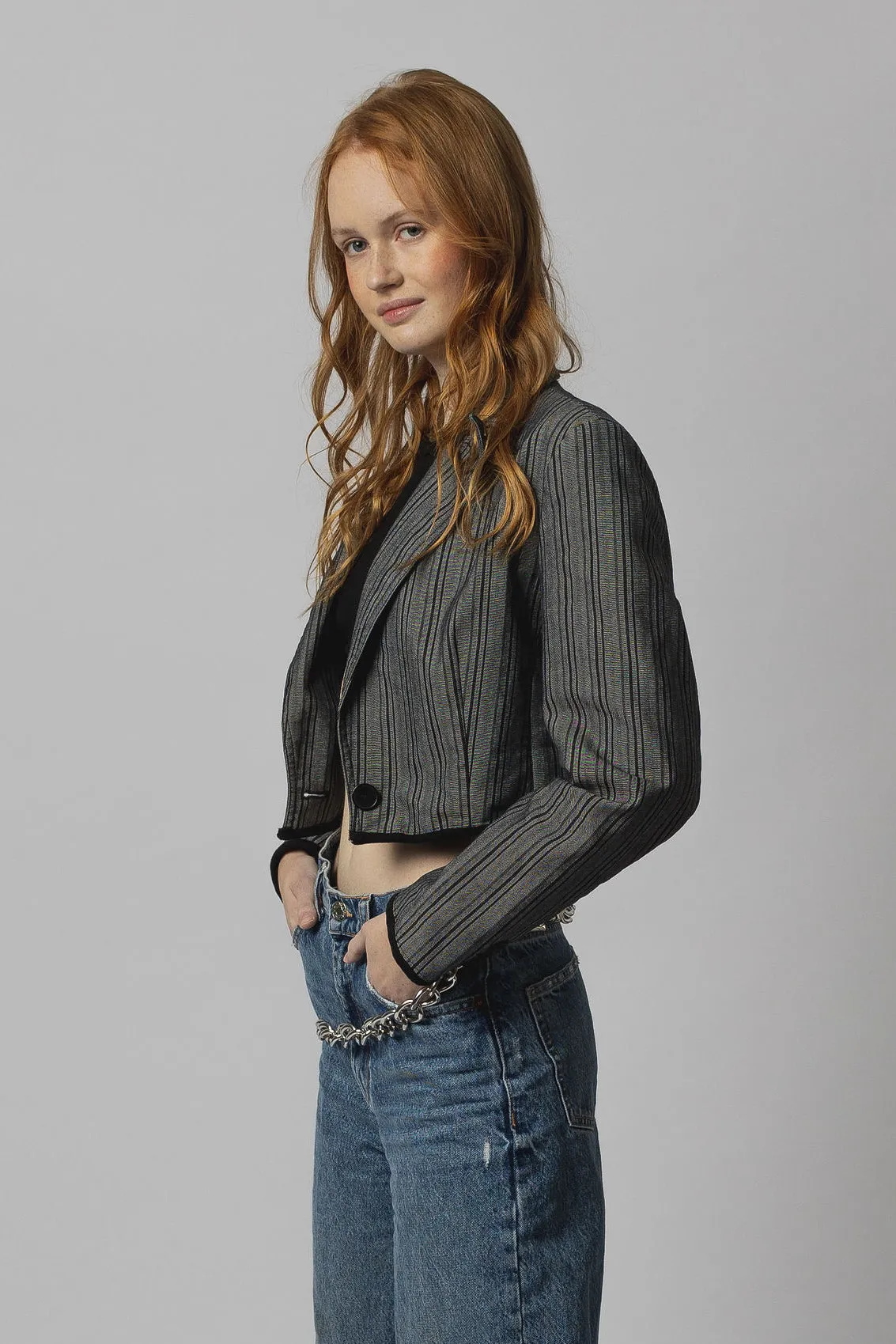 CROPPED BLAZER grey