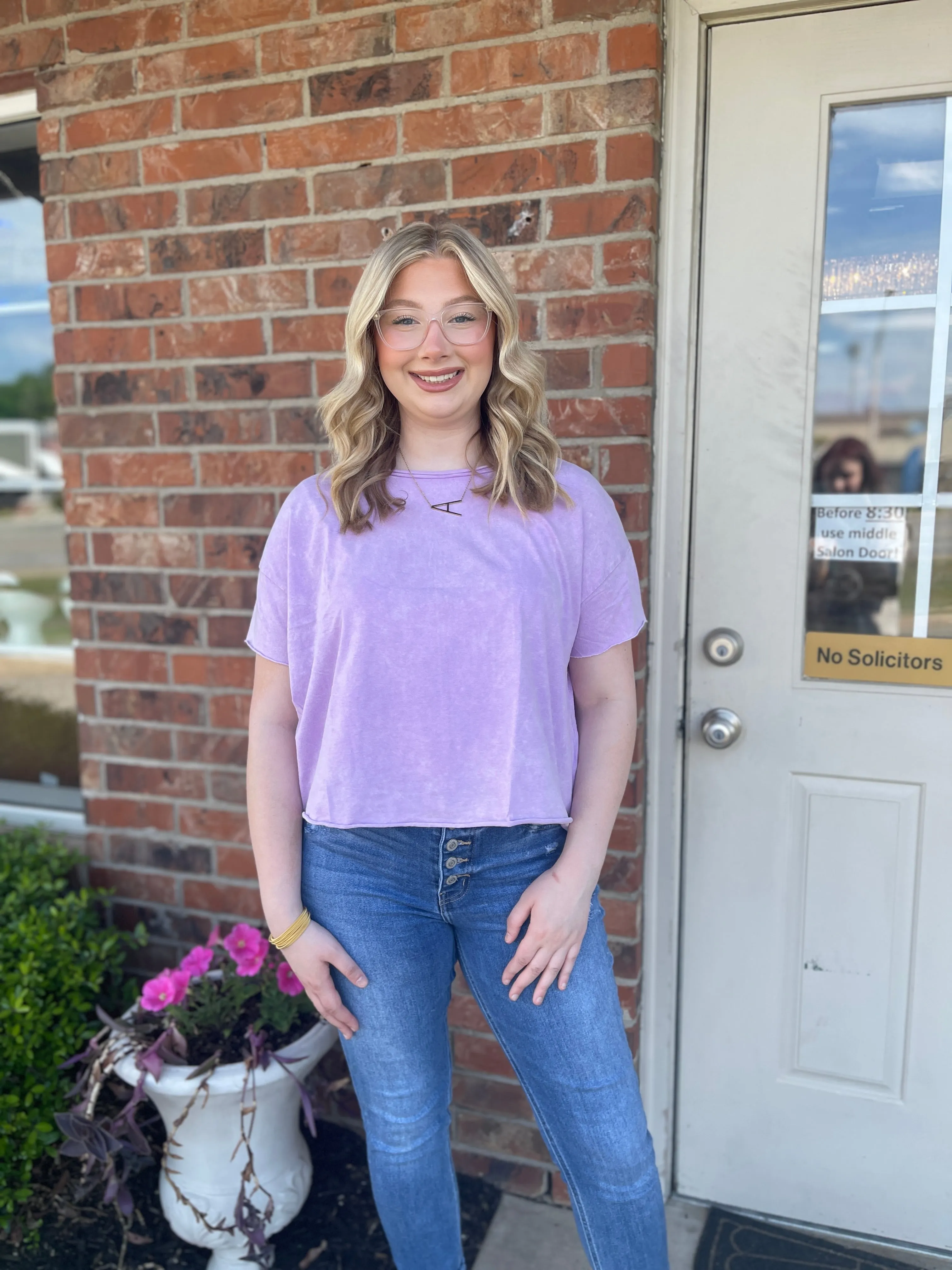 Cropped Fit Check Tee
