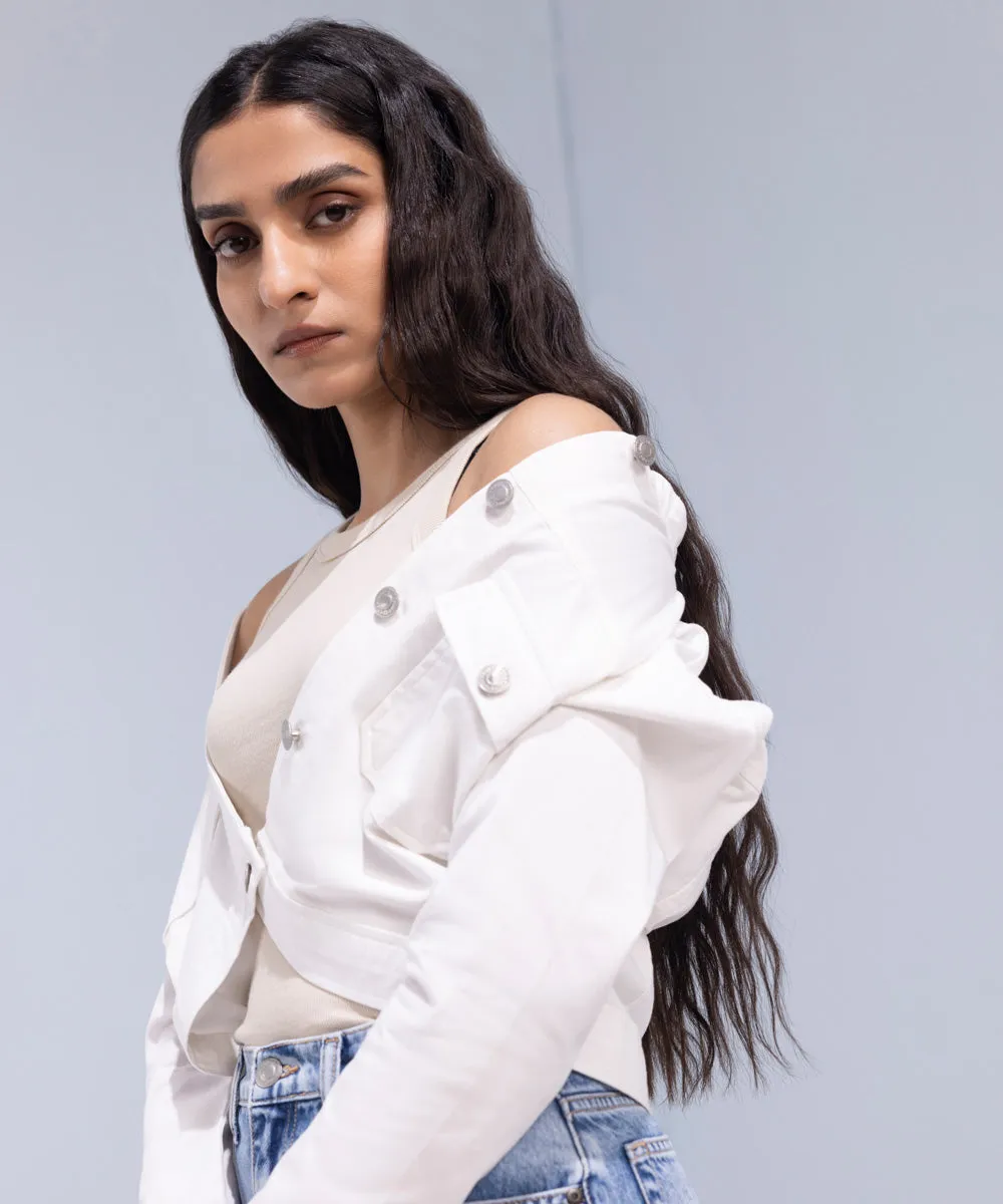 Cropped Twill Jacket