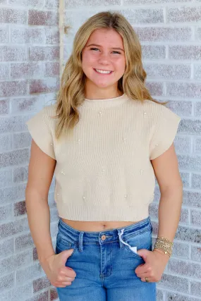 Crush Of The Week Mock Neck Pearl Embellished Sweater
