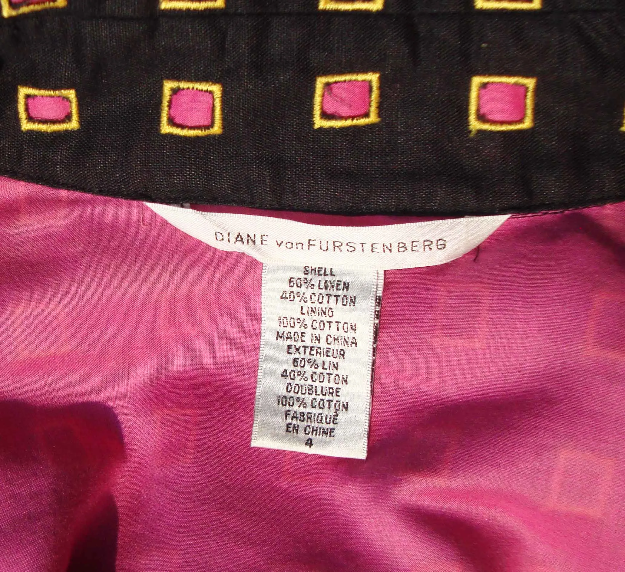 Diane Von Furstenberg Dress Black Pink Mini Windowpane S / M