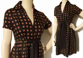 Diane Von Furstenberg Dress Black Pink Mini Windowpane S / M