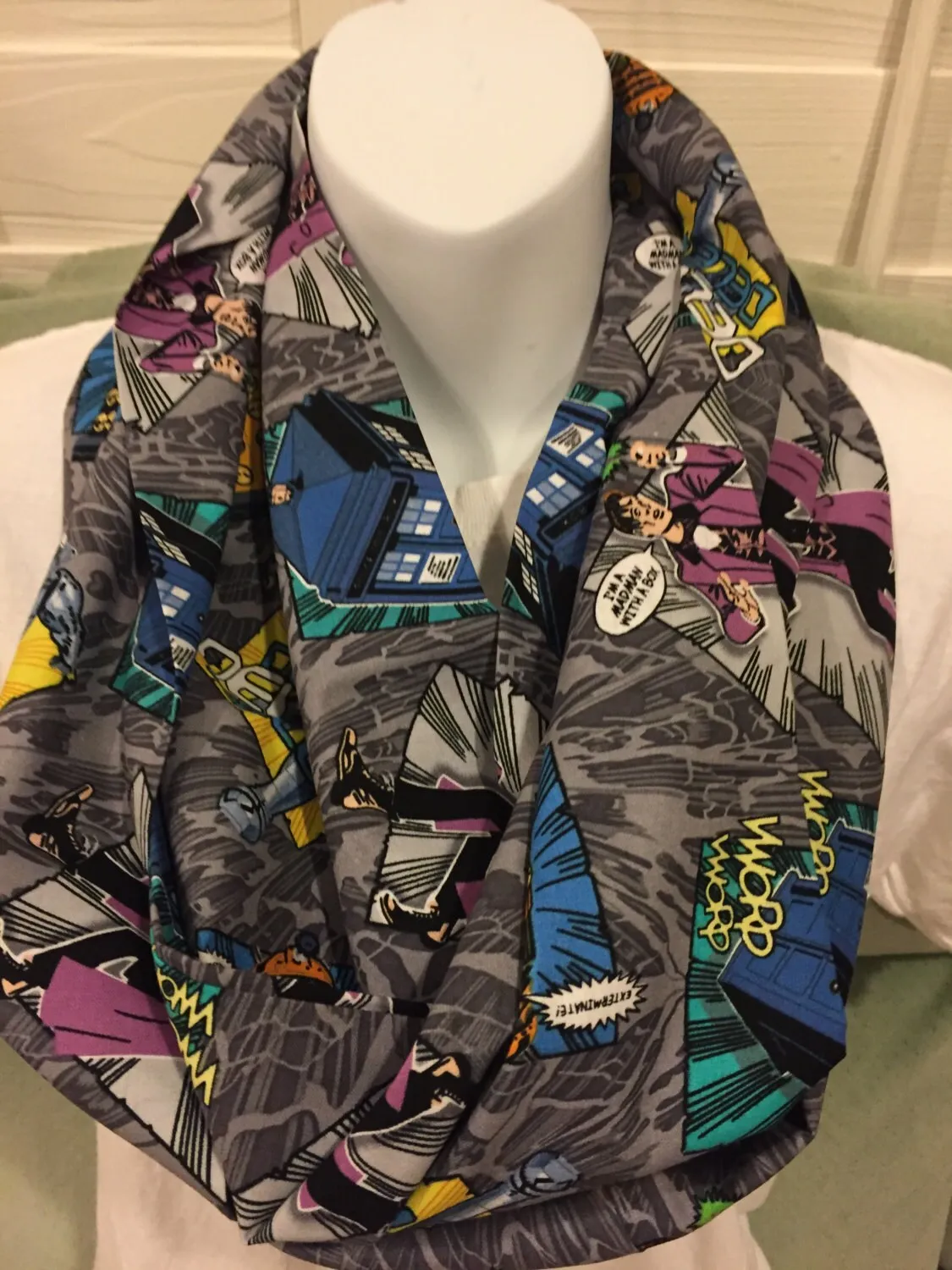 Doctor Who Madman With A Box Infinity Scarf - Sci-Fi Print Accessory | Whovian Fashion | Unique Galactic Gift