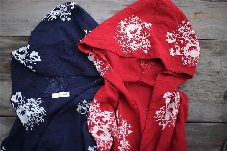Dragon Empire Loose Hooded Linen Cardigan | Lotus