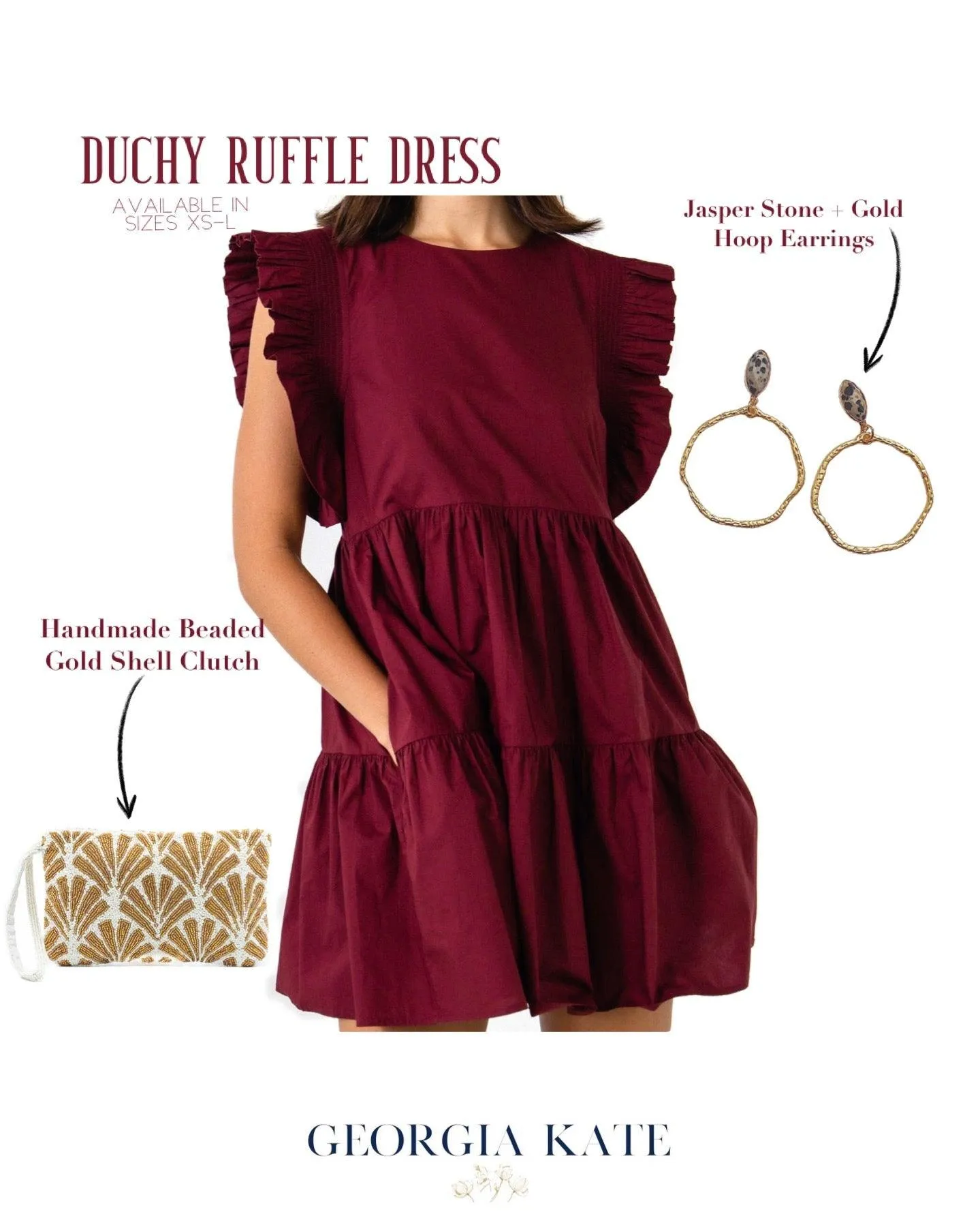 Duchy Burgundy Ruffle Dress
