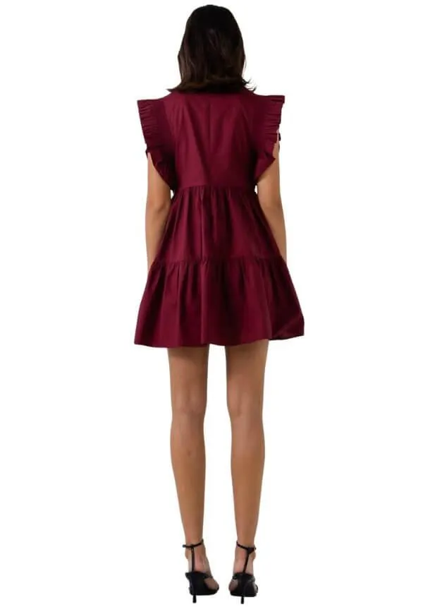 Duchy Burgundy Ruffle Dress