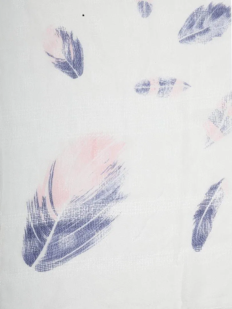 FabSeasons Premium White Printed Cotton Scarf for Summer & Winter