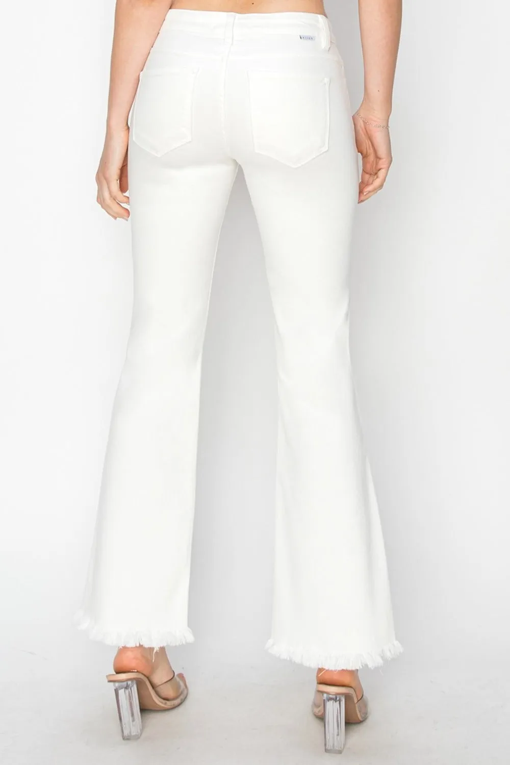 Full Size Tummy Control Crop Flare Step Hem Pants