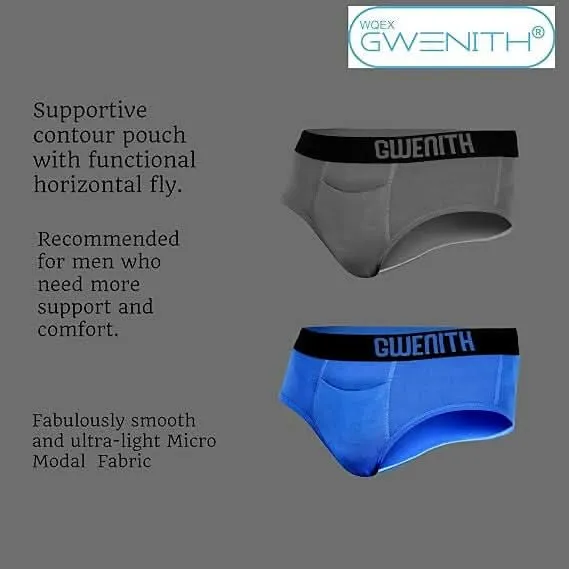 Gwenith Premium Men’s Underwear Briefs with Supportive Pouch & Anti-Bacterial (Pack of 5)