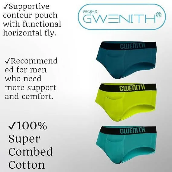 Gwenith Premium Men’s Underwear Briefs with Supportive Pouch & Anti-Bacterial (Pack of 5)