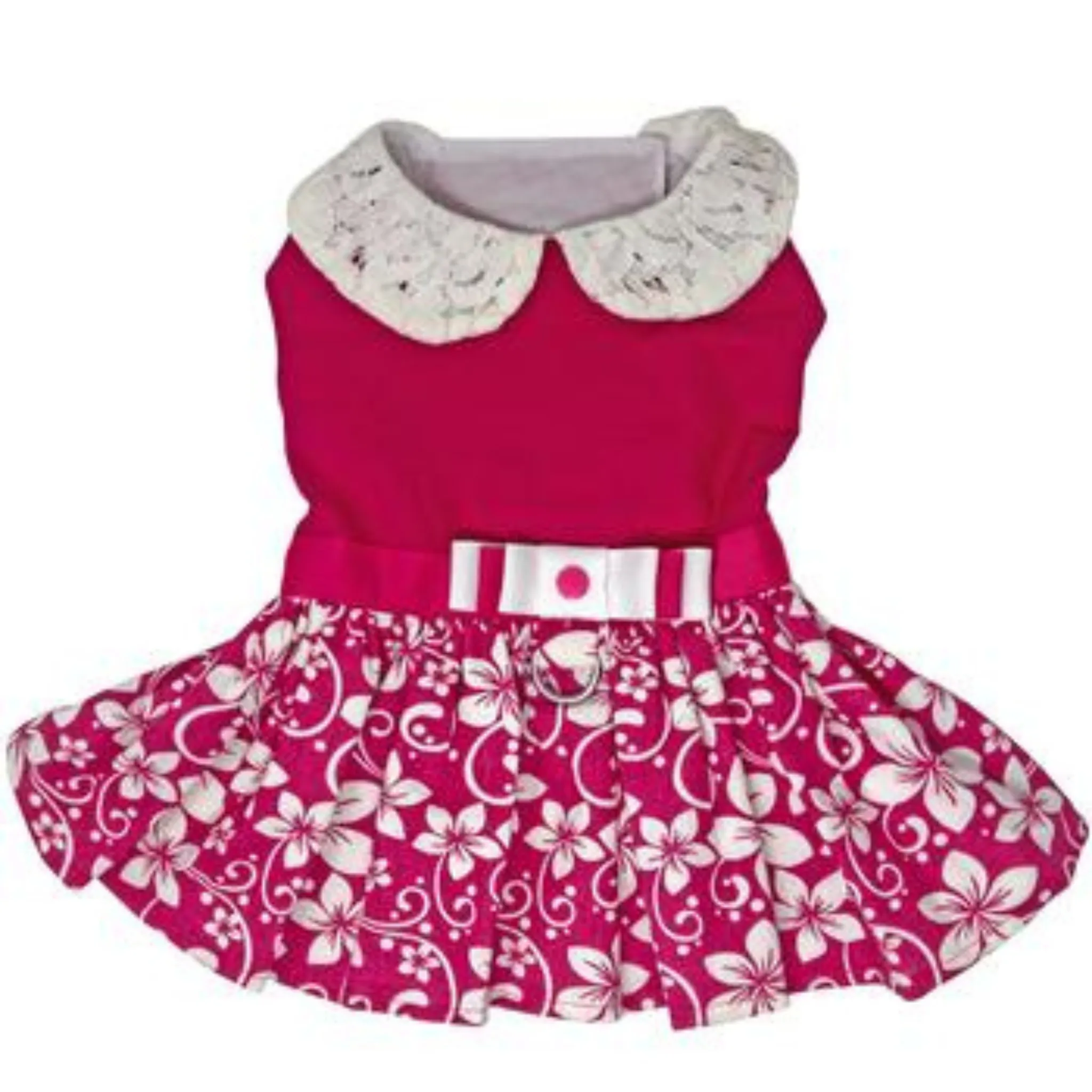 Hot Pink Hibiscus Dog Harness Dress - COMING BACK SOON!