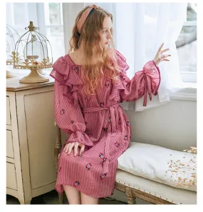 JAM PRINCESS FRILL DETAIL MIDI DRESS WITH FLORAL EMBROIDERY