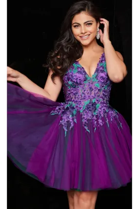 Jovani Short Purple Babydoll Party Dress 26096