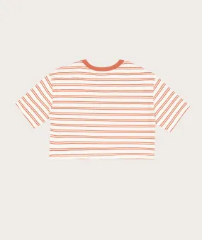 Ladies Cotton Cropped Box Tee - Copper Stripe