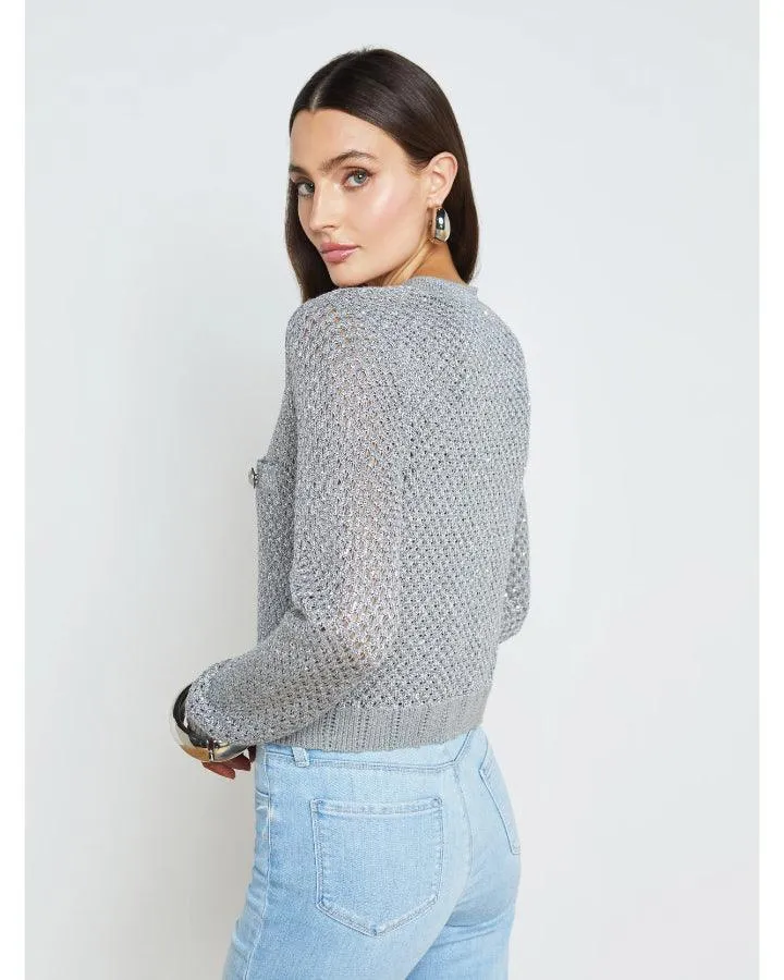L'Agence Blanca Sequin Crop Cardigan