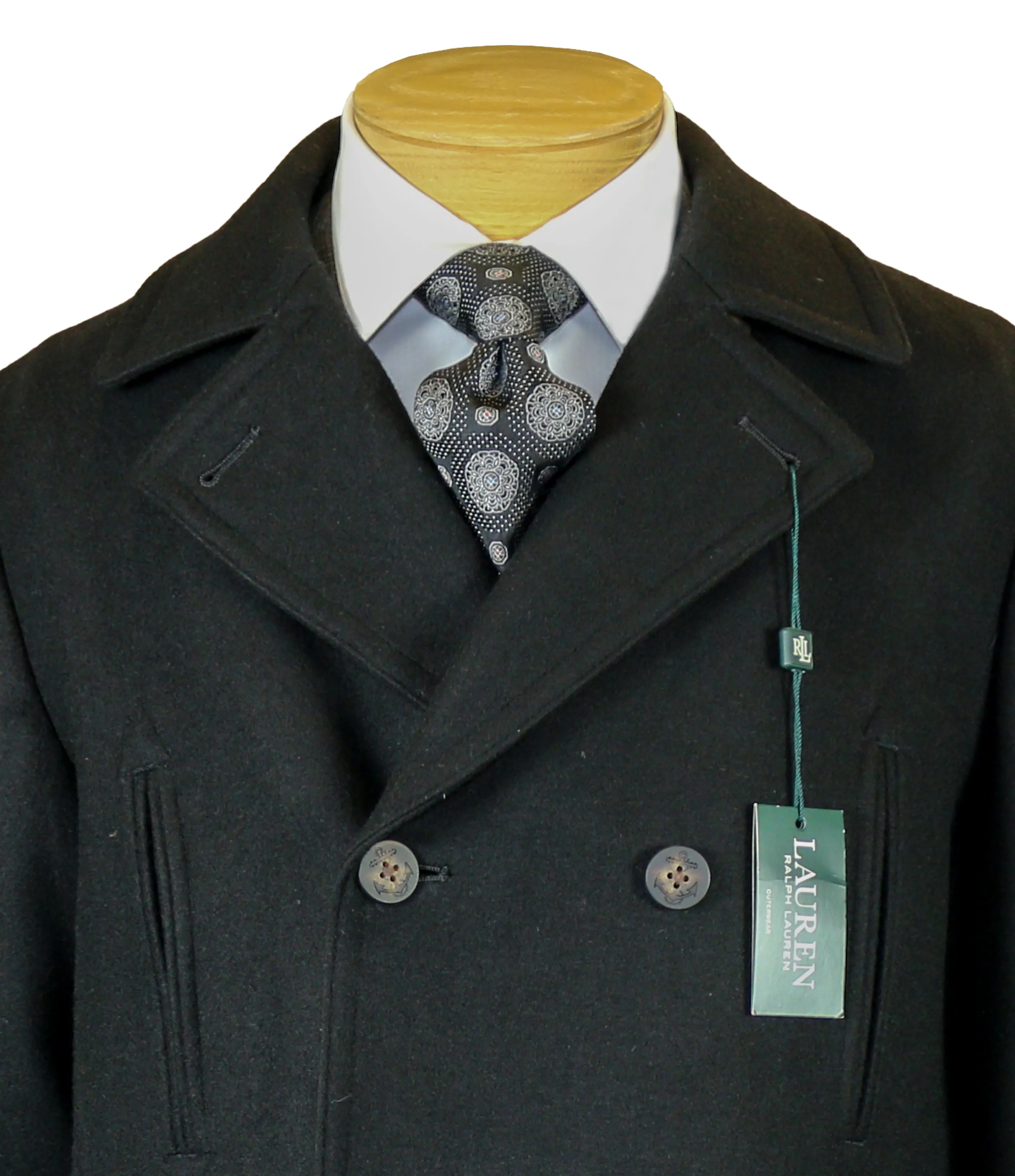 Lauren Ralph Lauren 32702 Boy's Double Breasted Peacoat - Black