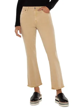 Liverpool Hannah Crop Flare with Fray Hem - Hayseed Tan