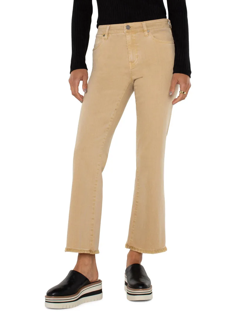 Liverpool Hannah Crop Flare with Fray Hem - Hayseed Tan