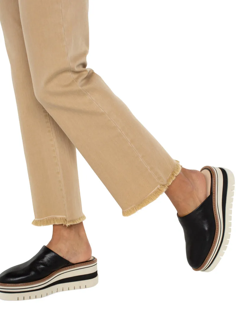 Liverpool Hannah Crop Flare with Fray Hem - Hayseed Tan