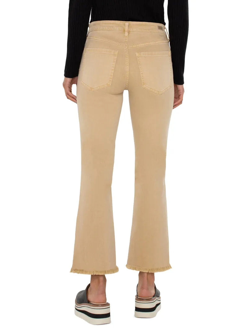 Liverpool Hannah Crop Flare with Fray Hem - Hayseed Tan