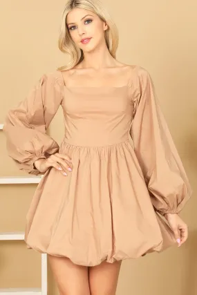 LONG PUFF SLEEVE BABYDOLL DRESS