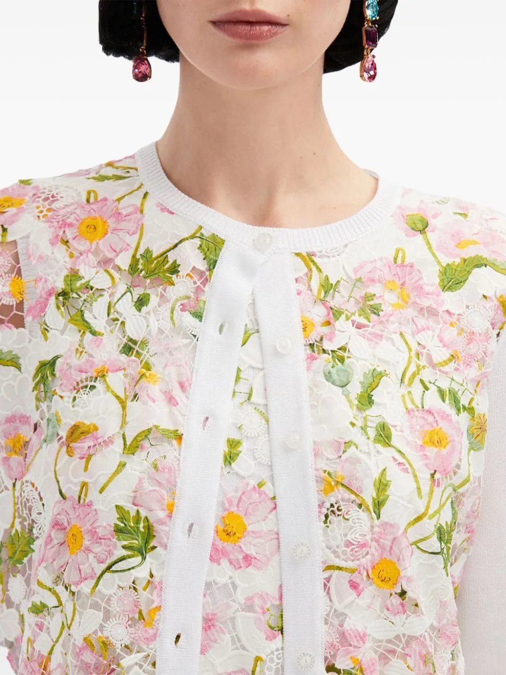 Long Sleeve Printed Mixed Cardigan