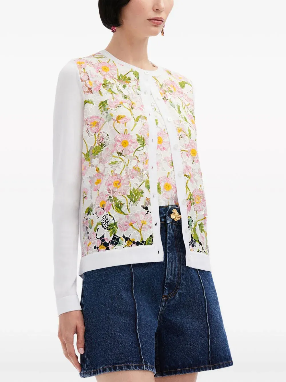 Long Sleeve Printed Mixed Cardigan
