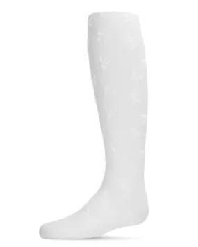 Memoi Girls Flocked Sassy Bow Nylon Tights MKF-4037